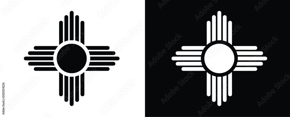 Εκτύπωση καμβά New Mexico State Flag: The Zia symbol of the New Mexico state flag is presented in a modern, graphic style