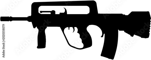 Foto Silhouette vector illustration of FAMAS bullpup assault rifle 5