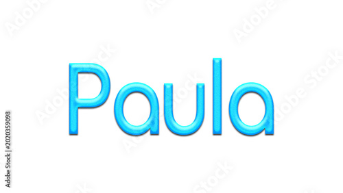 Schilderij op canvas Glowing blue effect of name Paula on white background.