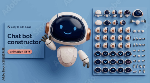 Modular 3D Chatbot Character Constructor Kit for AI Assistant and Robot Animation Design