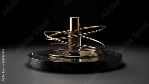 Abstract Golden Ring Luxury Stage for Cosmetic Product Advertising