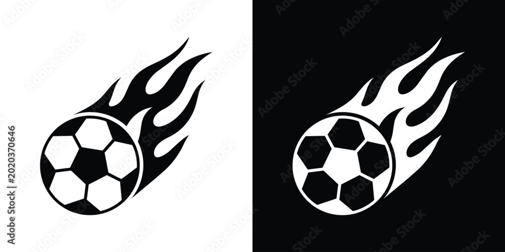 Fotografie Soccer ball on fire vector illustration