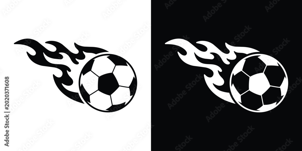 Fotografie Soccer ball on fire vector illustration