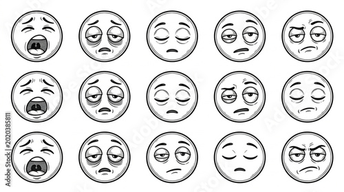 Photos Collection of hand-drawn emoticons showing various emotions and expressions