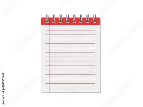 Spiral bound notebook with lined paper pages isolated on transparent background