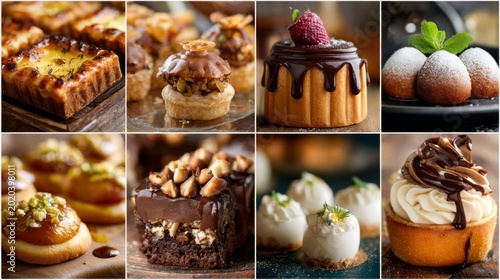 Baked goods collage displays a variety of sweet and savory pastries, tarts, and desserts from a local bakery visit