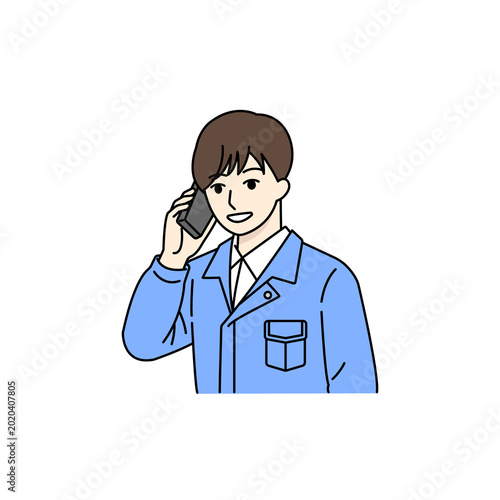 Male worker talking on phone