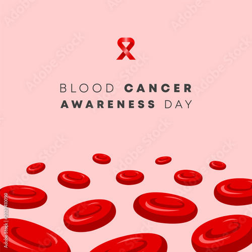 Blood cells awareness cancer month poster design inspiration. Creative medical science graphic element for oncology campaign, leukemia education banner. Global awareness campaign poster
