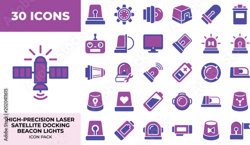 High precision satellite docking laser beacons and system control icons