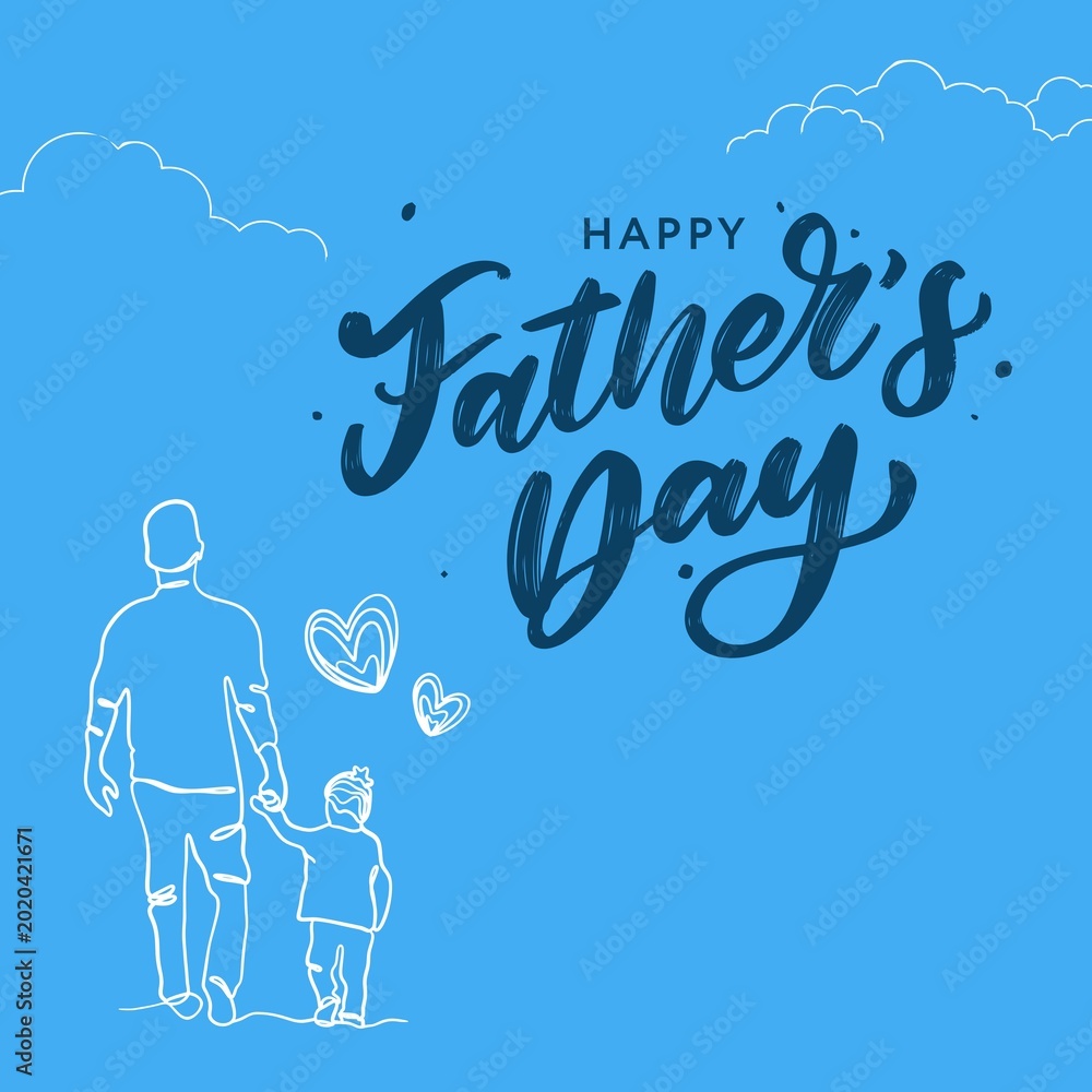 Naklejka premium Happy Fathers Day Blue Minimal Greeting Card