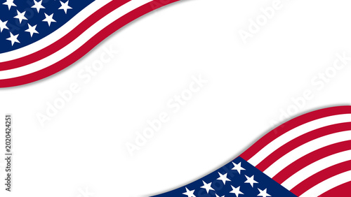 Tableau sur toile Patriotic American flag corners create a clean white background ideal for Independence Day, Memorial Day, or election graphics