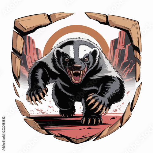 Photography Furry angry badger with claws.
