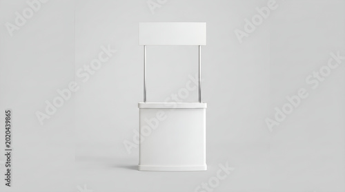Blank White Promotional Exhibition Booth Mockup for Branding and Product Display, Perfect for Event Marketing and Trade Shows