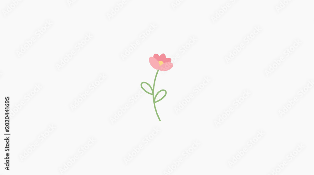 Obraz premium A pink flower on a green stem with leaves
