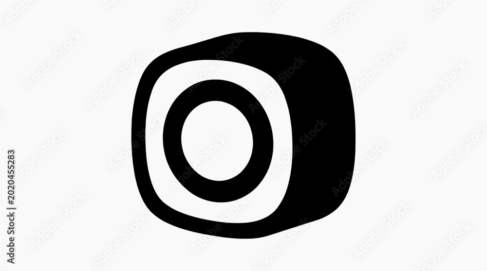 Fototapeta premium Abstract black and white target symbol on an isolated backdrop, minimalist and modern design.