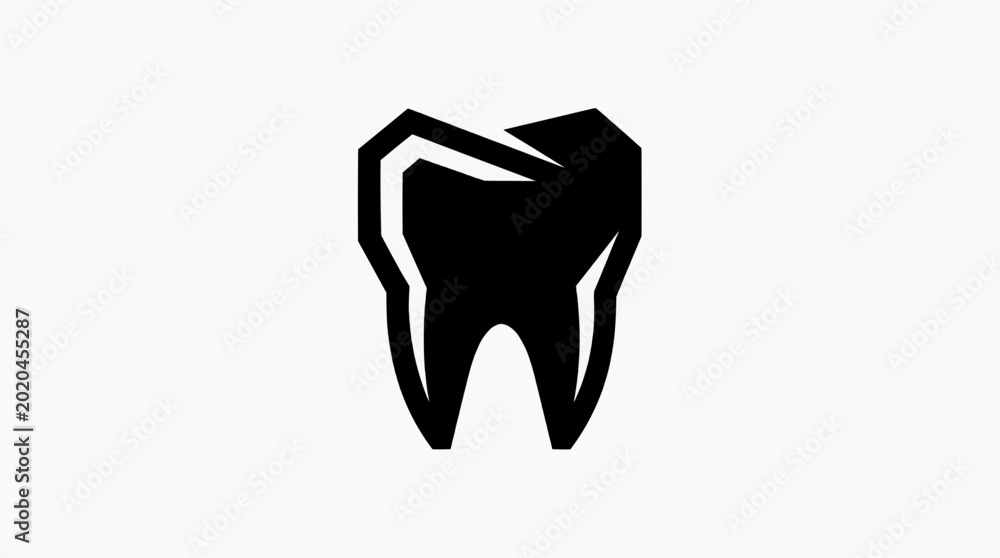 Obraz premium A clean, minimalist monochrome illustration of a tooth, emphasizing dental health and care. 