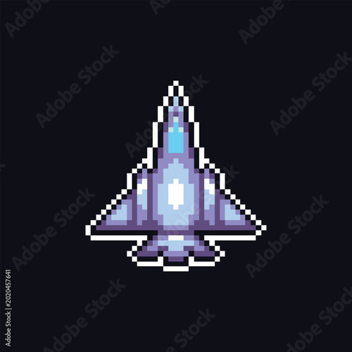 Tableau sur toile Pixel Art Fighter Jet Icon – 8 Bit Military Aircraft Illustration