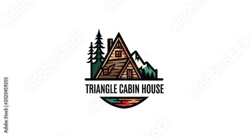 Triangle Cabin House Logo Design on White Background.