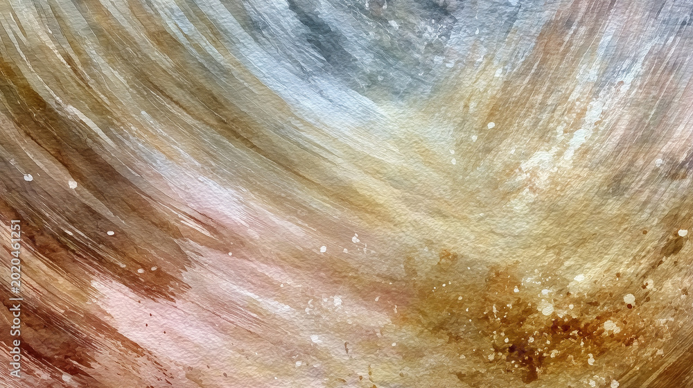 Fototapeta premium Earthy watercolor texture featuring terracotta and teal background