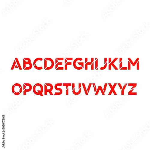 Red Stencil Alphabet Letters A-Z on White Background