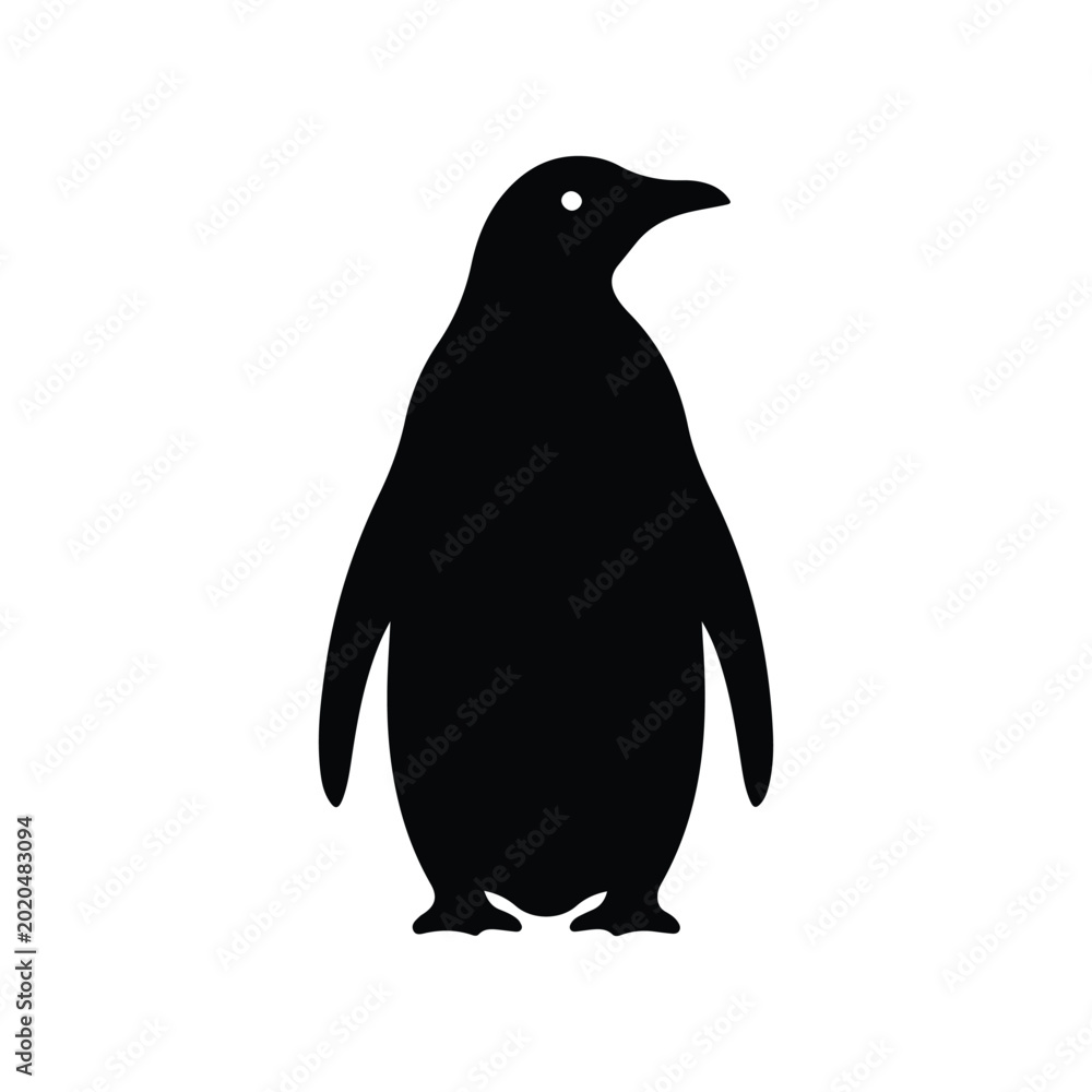 Ταπετσαρία A black and white silhouette of a single penguin standing upright, with a minimalist and clean design