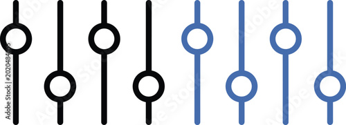Tableau sur toile Vertical slider controls in black and blue setting