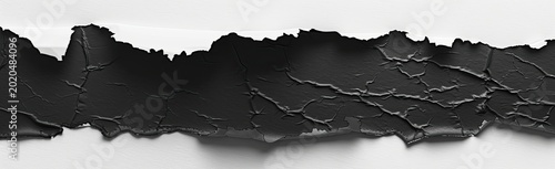 Ripped black paper edge over white, abstract background for graphic design