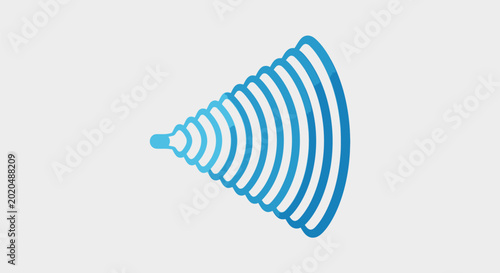 Abstract blue gradient radio signal wave icon illustration.