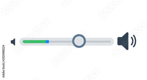 Minimalist digital volume control slider bar interface element.