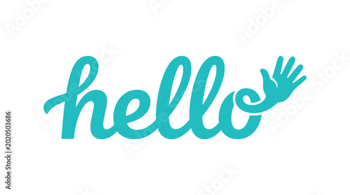 Hello word art with hand gesture.