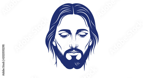 Fotografie Jesus Christ Face Illustration - Divine, Spiritual, Religious Iconography