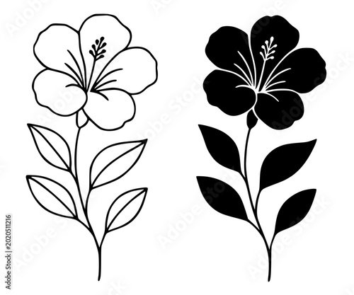 Foto China rose minimalist icon in outline and silhouette design