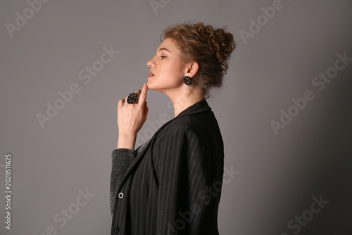 Beautiful young woman in st...
