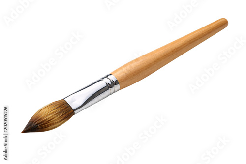 Photography Artist's paint brush with wooden handle and metal ferrule png isolated transpare