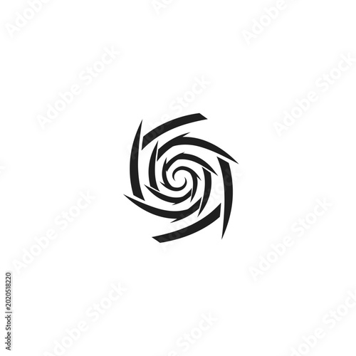 Abstract Black and White Swirl Design on White Background.