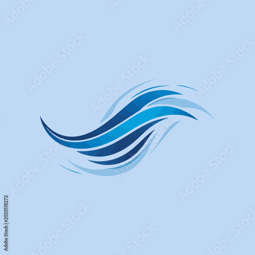 Abstract Blue Wave Design on a Light Blue Background.