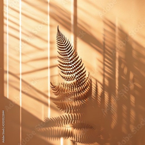 Beautiful Fern Shadow Overlay on Peach Apricot