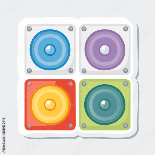 Four Colorful Speaker Icons