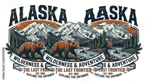 Alaska Wilderness and Adventure Design with Bears and Mountains
