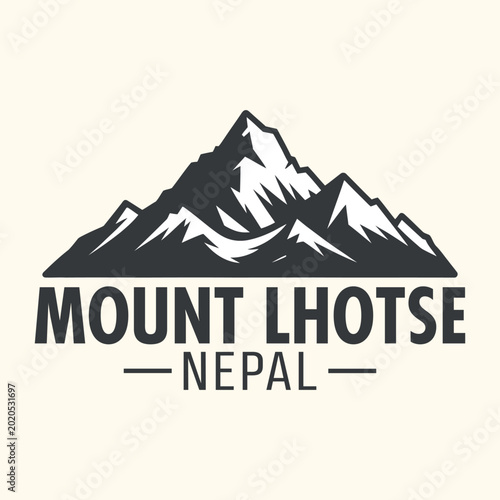 Bild auf Leinwand Mount Lhotse, Nepal mountain peak vector logo with mountain Himalayas landscape