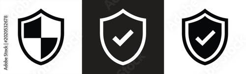 check mark icon or security shield protection icon with check mark symbol, vector illustration