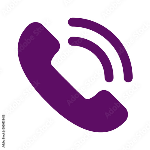Fotografija Purple telephone handset with outgoing call waves isolated on transparent backgr