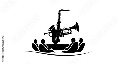 Canvas Print Saxophone Musicians Playing Jazz Music.
