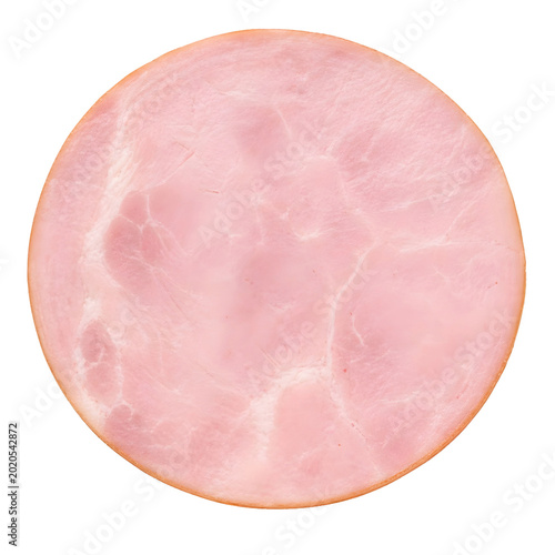 Round Ham Slice Isolated on White Background