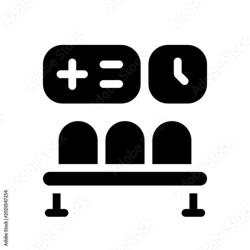 waiting room glyph icon perfect for healthcare flyers, medical presentations, hospital brochures, health awareness posters, and wellness social media content
