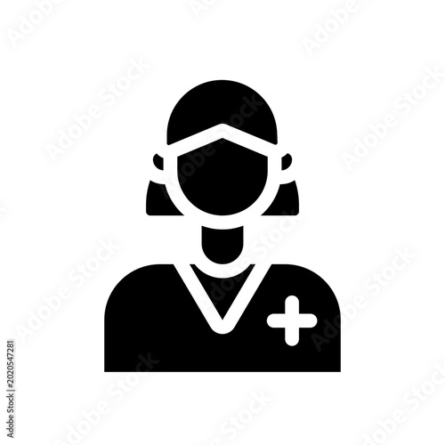 women nurse glyph icon perfect for healthcare flyers, medical presentations, hospital brochures, health awareness posters, and wellness social media content