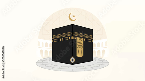 Minimalist Kaaba Illustration with Clean Modern Style
