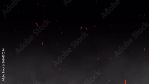  4k animation. Flying sparks from fire realistic smoke. Glowing particle abstract fire burning alpha channel blaze