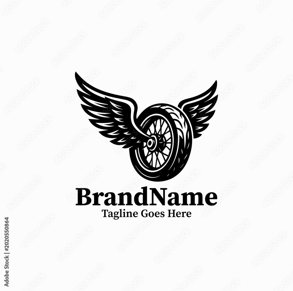 Fototapeta premium Motorcycle Wheel Logo Custom Garage Vector