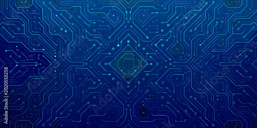 abstract circuit board pattern symmetrical blue technology background